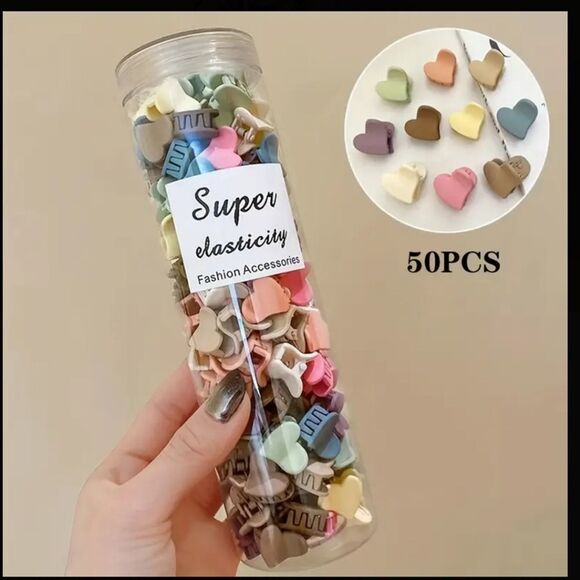 Heart flower shape hair clip bundle 50pc set matte finish - Picture 2 of 7